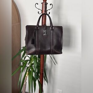 Gucci Dark Brown Leather Messenger Bag Vintage